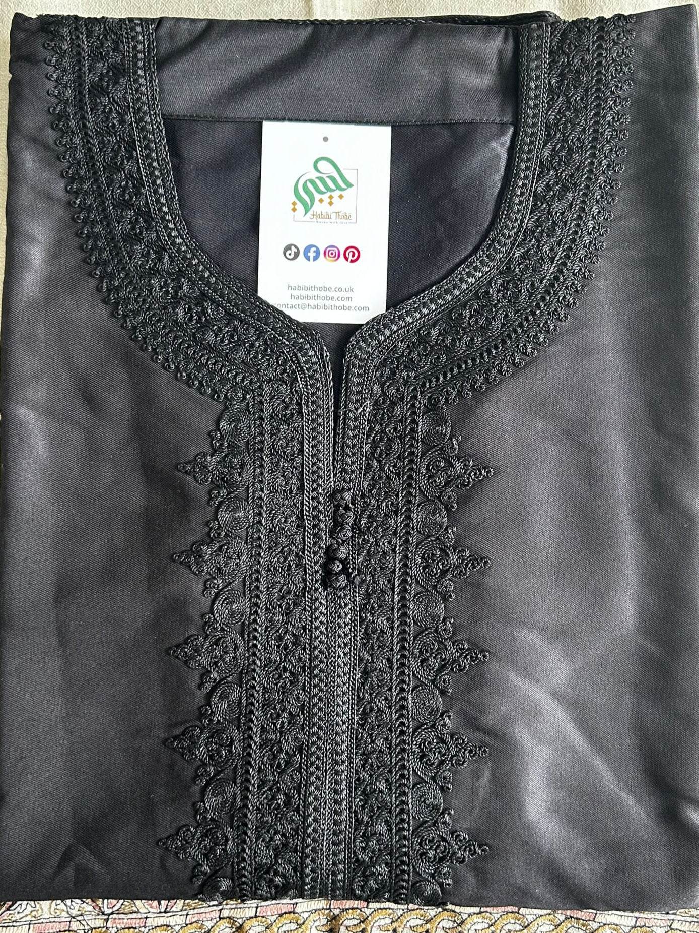 Classic Black Moroccan Thobe
