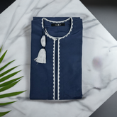 omani sultan navy blue thobe
