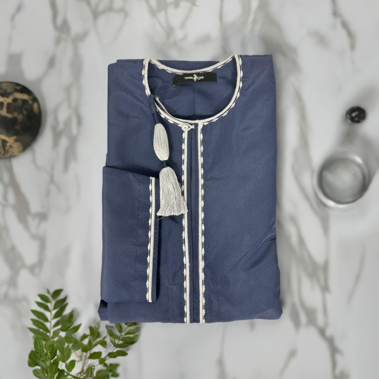 omani sultan navy blue thobe