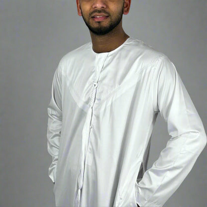white emarati thobe with tassel