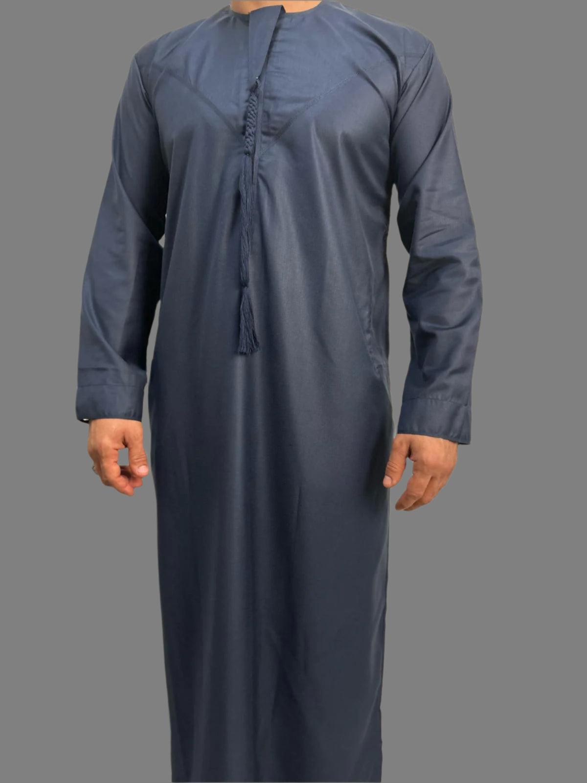 Deluxe Emarati Navy Blue Thobe with authentic Emirati design and premium fabric