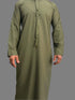 Premium Khaki Emarati Thobe in khaki color with detachable tassel, breathable fabric, and traditional kandura design for elegant men&