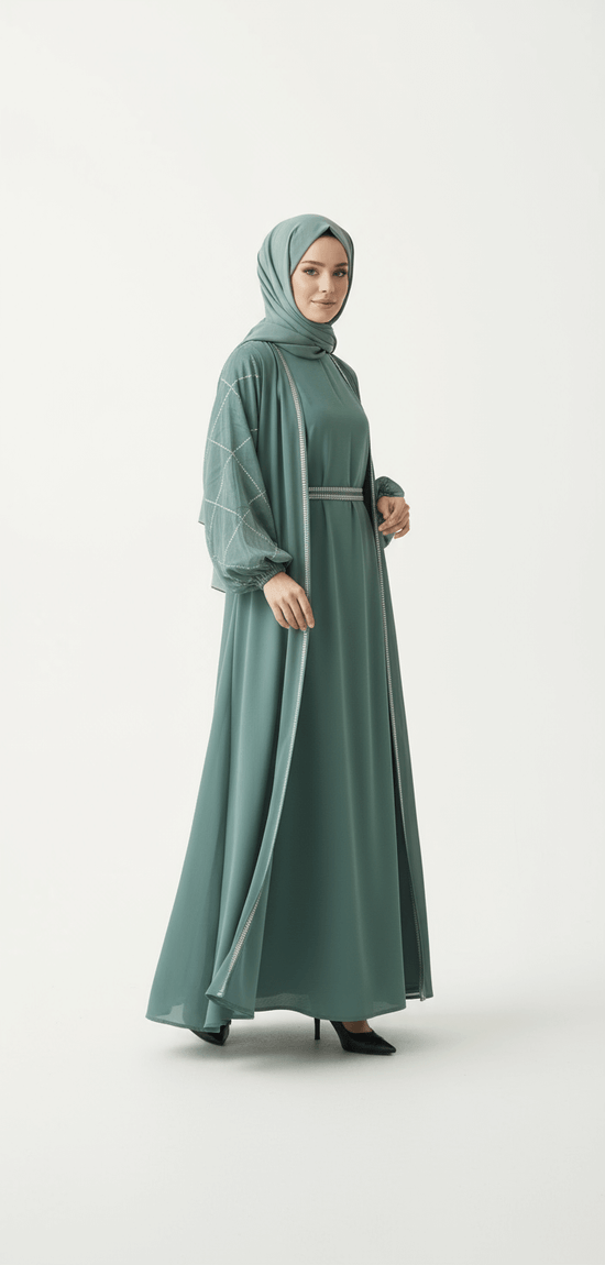 ELEGANT SAGE GREEN ABAYA