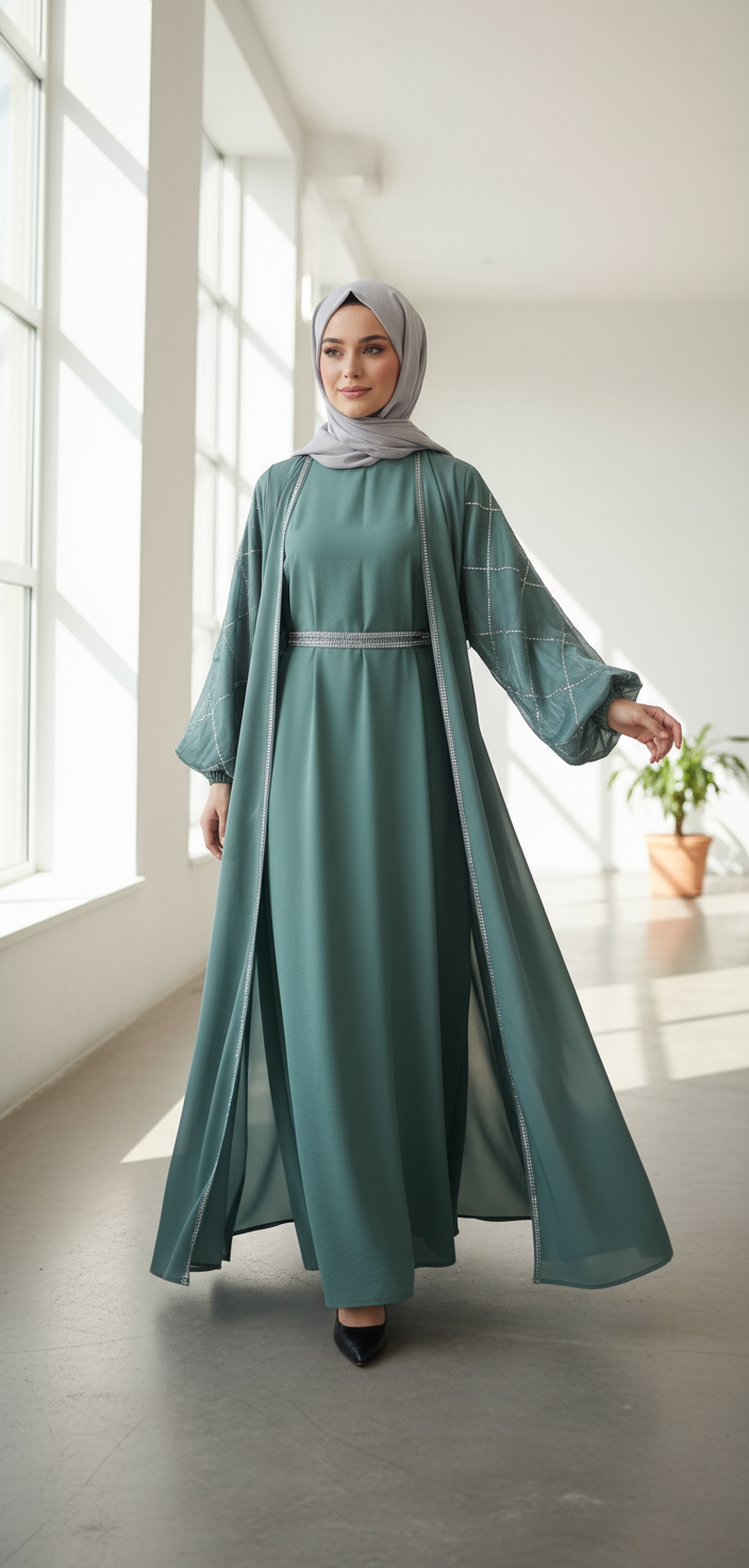 Elegant Sage Green Abaya