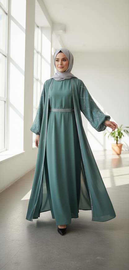 Elegant Sage Green Abaya